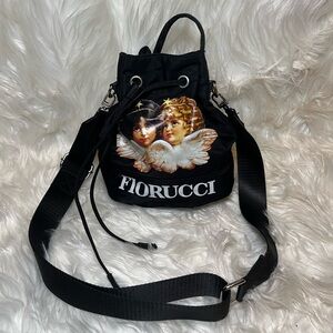 Fiorucci Angels Black Women's Nylon Drawstrint pouch with crossbody strap